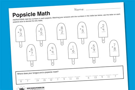 worksheet wednesday popsicle math paging supermom