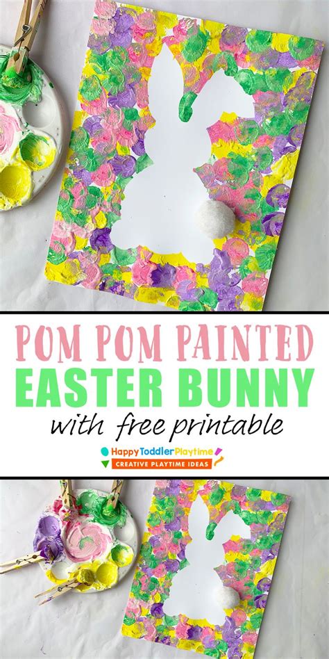 easy pom pom painted easter bunny craft happy toddler playtime