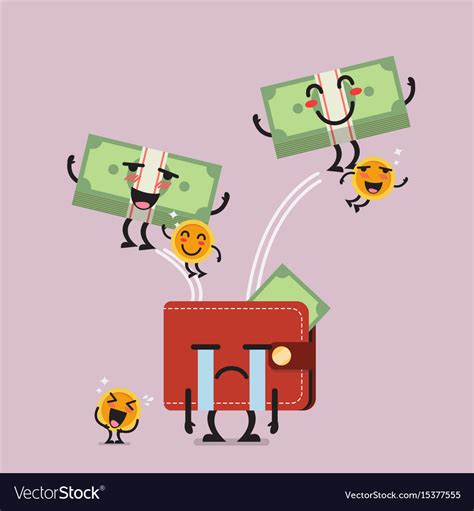 Happy Money Jumping Out Of Desperate Wallet Vector Image