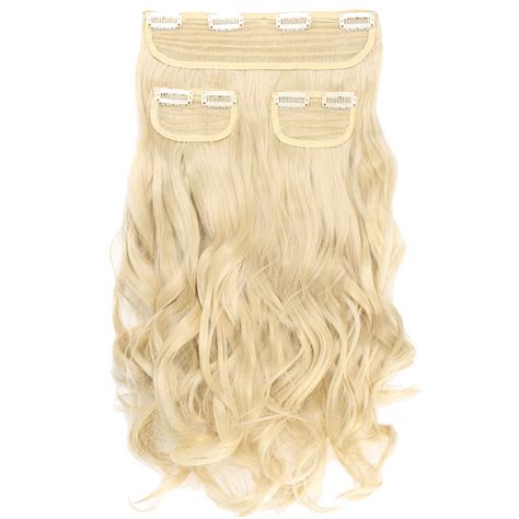 3 Pcs Curly Synthetic Clip In Hair Extensions 613 Bleach