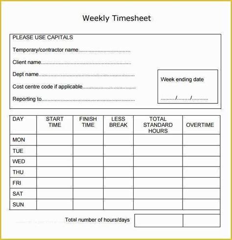 printable bi weekly timesheet template  weekly timesheet
