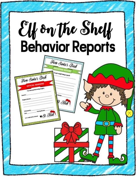 elf printable behavior report elf  letters elf   shelf