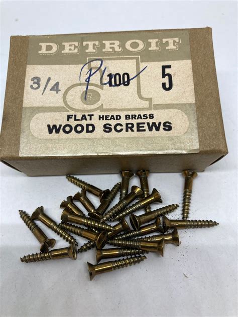5 X 3 4 Vintage Detroit Brass Screws 24 Slotted Flat Head Etsy