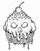 Coloring Pages Scary Evil Horror Cupcake Halloween Monster Drawings Drawing Adults Adult Creepy Spooky Printable Skull Book Color Bear Tattoo sketch template