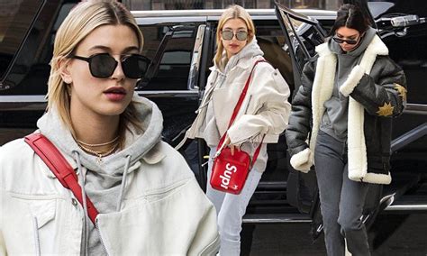 kendall jenner and hailey baldwin bundle up in new york daily mail online