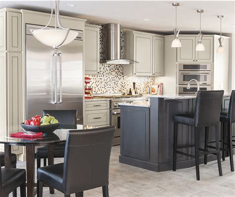 light gray kitchen cabinets   dark gray island
