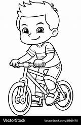 Riding Boy Bicycle Bw Vector Red Royalty sketch template