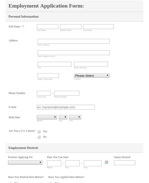 employment application form template jotform