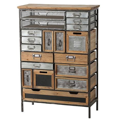 industrial chic multi drawer chest  drawers   utility bins reclaimed vintage style iron