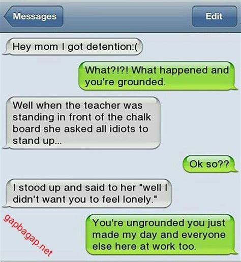 Hilarious Text Message About Idiot Vs Detention Funny Texts Jokes