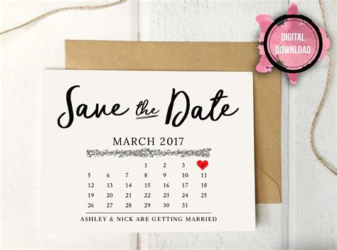 diy save  date calendar template master template