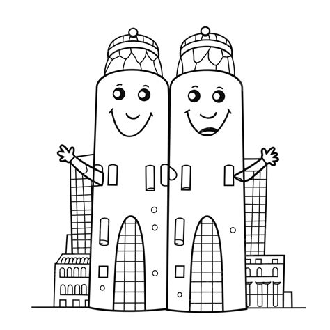 cartoon building coloring page outline sketch drawing vector twin