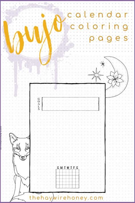 calendar coloring sheets bullet journal  haywire honey