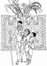 Pongal Sankranthi Deepavali sketch template