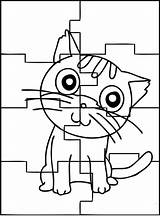 Coloring Puzzles Cat Cute sketch template