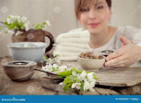 spa worker stock image image  health hand flower