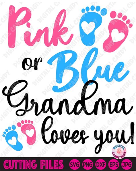 pink or blue grandma loves you svg grandpa loves you svg etsy