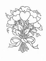 Coloring Bouquet Roses Pages Flowers Hearts Heart Drawing Beautiful Stars Bunch Color Valentines Flower Rose Printable Mexican Drawings Valentine Adult sketch template