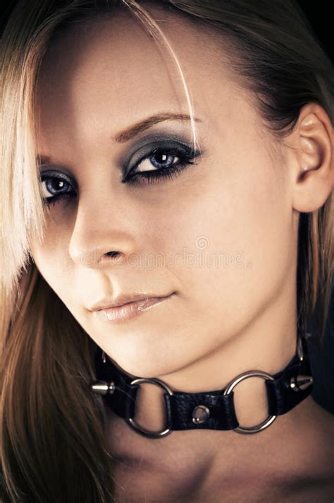 Beautiful Woman With A Collar Stock Image Image Of Attractive