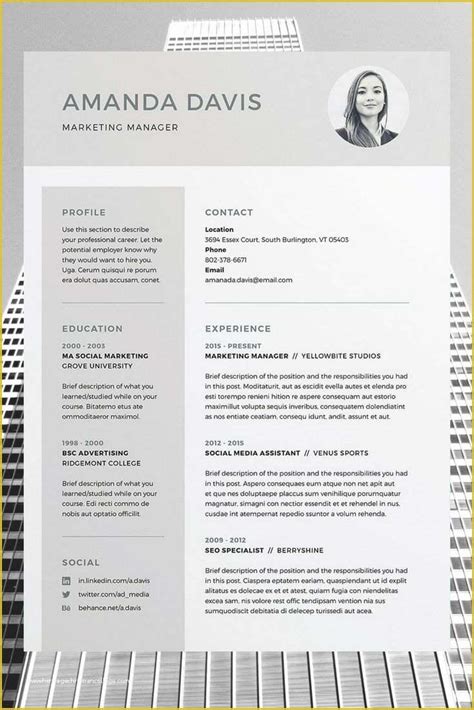 attractive resume templates free download of best 25 free cv template