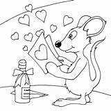 Valentine Mouse Reading Coloring Seipp Dave Drawn Mice sketch template