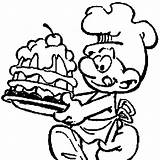 Coloring Smurf Clipart Chef Book Making Delicious Cake Library Pages Clip sketch template
