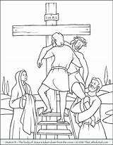 Jesus Coloring Cross Pages Stations Crucifixion 13 Taken Down Died Body Kids Lent Drawing Printable Catholic Bible Colouring Color Thecatholickid sketch template