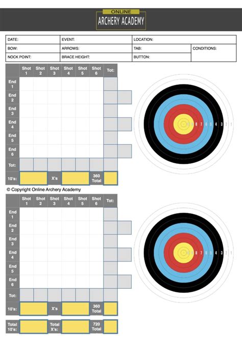 archery score sheet pdfs printable score cards