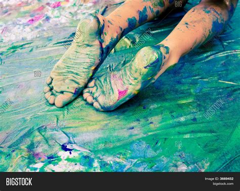 messy paint covered feet image photo bigstock