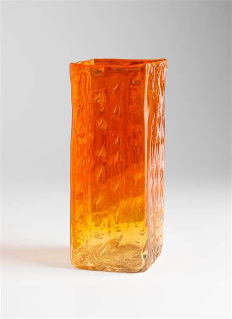 Large Orange Prism Glass Vase By Cyan Design