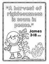 Bible Fall Harvest Printables Verse Sunday School Kids Thanksgiving Coloring Leaves Preschool Leaf Pages Christian Peace Church Activities Lessons James sketch template