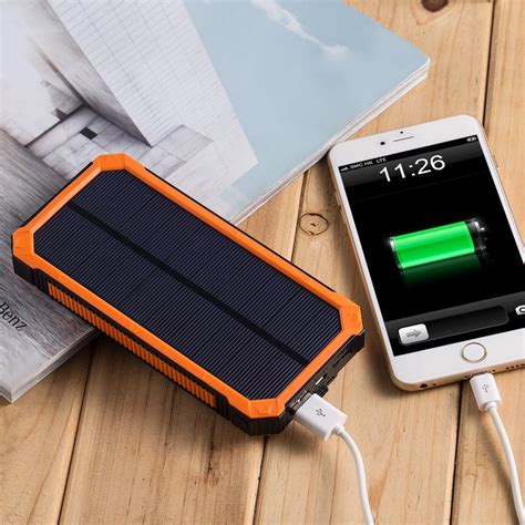 powergreen mah solar power bank external battery charger pack outdoor backup charger solar