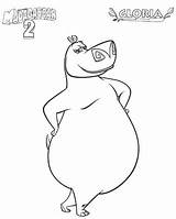 Hippo Coloring Pages Madagascar Characters Gloria Animal sketch template