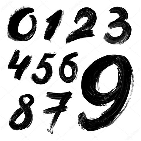 black handwritten numbers vector image   galastudio vector stock