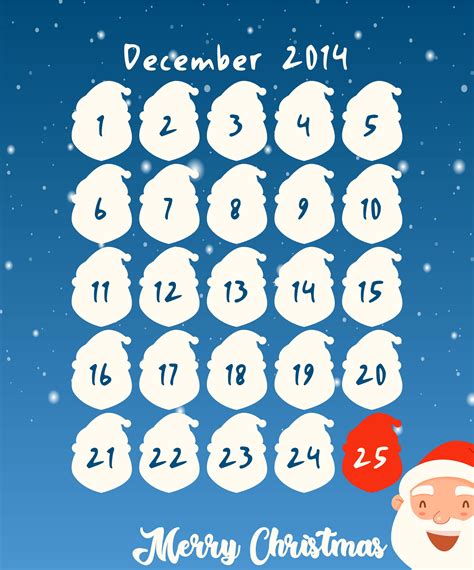 printable santa countdown calendar printableecom
