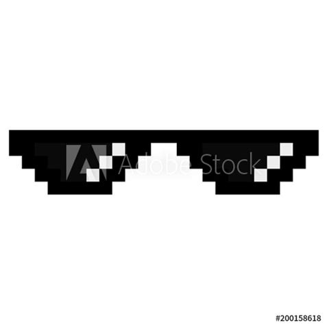 Black Thug Life Meme Glasses In Pixel Art Style Stock
