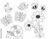 Coloring Bees Pages Butterflies Spring Flower Flying Children Stock sketch template