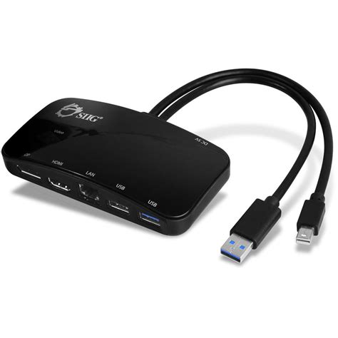 siig mini displayport video dock  usb  lan ju