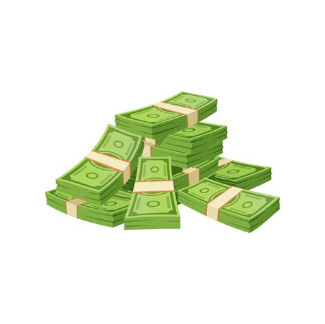 billetes de papel de dibujos animados dinero en efectivo pila de