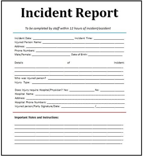 incident report templates word excel  formats artofit