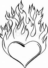 Heart Drawing Drawings Coloring Fire Pages Flames Hearts Flaming Easy Draw Skull Sheets Print Pencil Sketches Tattoos Tattoo Color Skulls sketch template