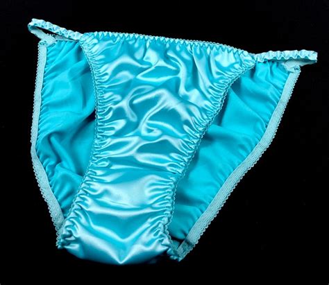 Satin String Bikini Panties Light Blue Etsy