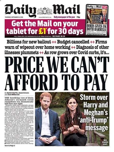 front pages   september  tomorrows papers today