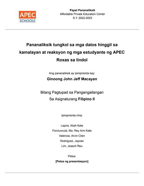 solution filipino research paper pananaliksik tungkol sa mga datos