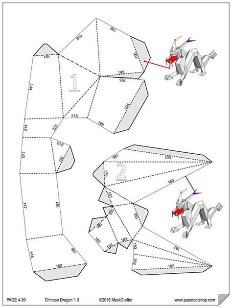 chinese dragon printable papercraft template paper crafts paper