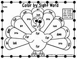 Thanksgiving Sight Word Color Printables Dolch Pages Coloring Turkey Worksheets Words Kindergarten Worksheet Sheets Pre Google Activities Freebies Style Printable sketch template
