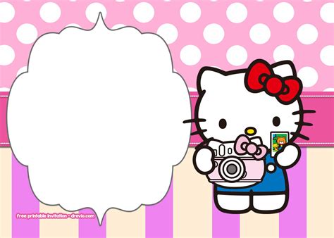 printable  kitty pink polka dot invitation templates