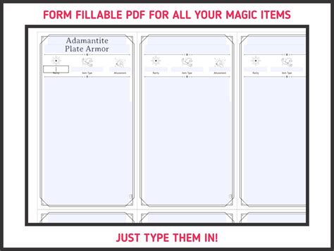 magic item cards  dnd  form fillable pdfs included dungeons