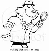 Clipart Detective Magnifying Glass Cat Using Coloring Cartoon Thoman Cory Outlined Vector sketch template