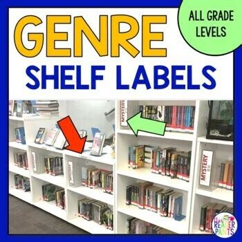 library shelf labels fiction genres  mrsreaderpants tpt